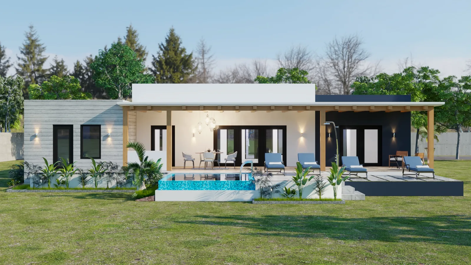 The Nest — elevation drawing from a Blue Island Projects house plan set